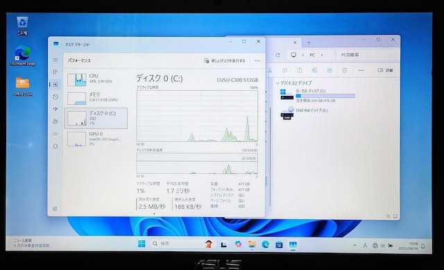 ASUS Corei712GB SSD512GB DVD WebJ m[gp\R Windows11 Office  PC{/Ӌ@ 