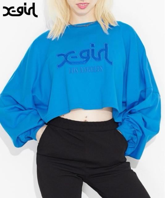 i X-girl SATIN PATCH L/S WIDE TEE MTCY   uh 