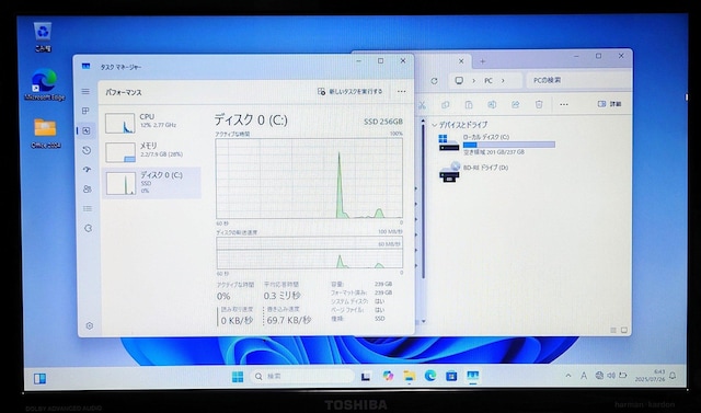 TOSHIBA dynabook Corei7 8GB SSD256GB Windows11 u[C WebJ PC  PC{/Ӌ@ 