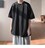 ゆったり 男女兼用 tシャツ 肩ファスナー付き ロング丈 ブラック 大きいサイズ
