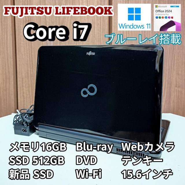 FUJITSU LIFEBOOK Corei7 16GB SSD512GB WebJ Blu-ray Windows11   PC{/Ӌ@ 