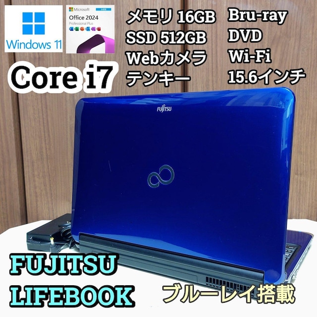 FUJITSU LIFEBOOK Corei7 16GB SSD512GB Windows11 Office u[C   PC{/Ӌ@ 
