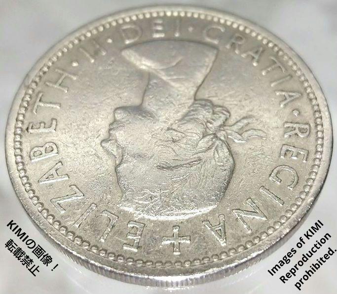 2シリング硬貨 1966年 エリザベス2世の最初の肖像画 イギリス