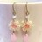 ピンク雫ビーズ&お花モチーフピアス*ハンドメイド