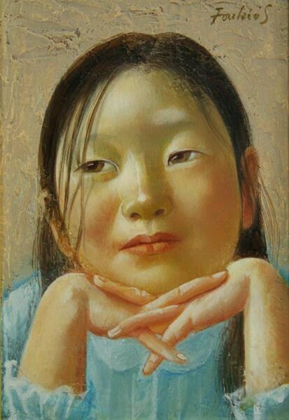絵画 油彩 瀬川富紀男『想』独立賞 少女像 真作保証 原画