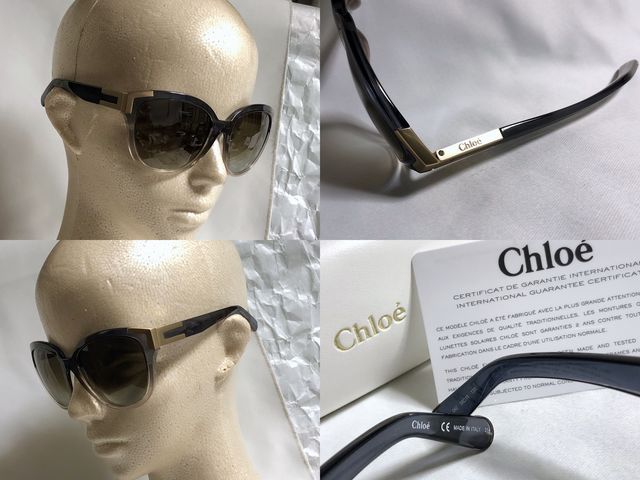 Chloe クロエ サングラス ビッグフレーム アイコンロゴ グラデーション クロエ Chloe サングラス ロゴ テンプル オリーブ