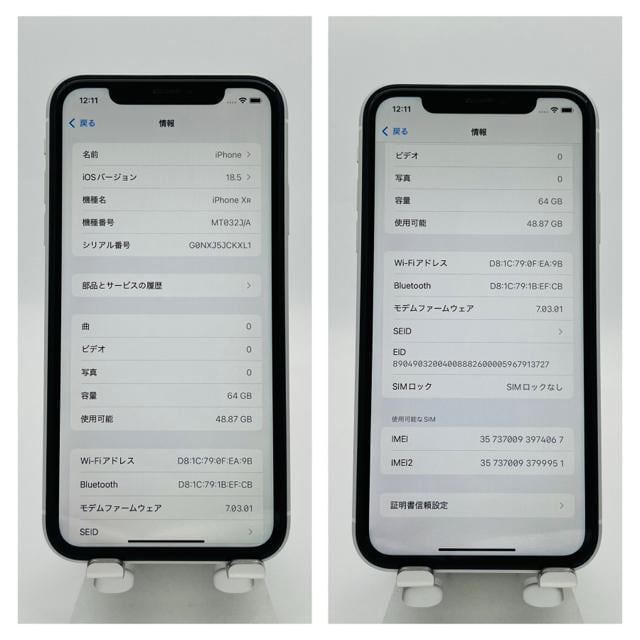 C 100% iPhone XR 64 GB SIMt[@zCg@{  Ɠd/AV 