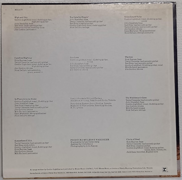 LP(US)S[hECgtbg(Gordon Lightfoot )/T_E(Sundown) 070726  CD/DVD/rfI 