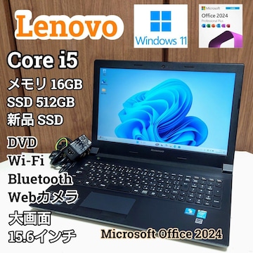 Lenovo Corei5 16GB SSD512GB DVD WebJ Windows11 Office2024