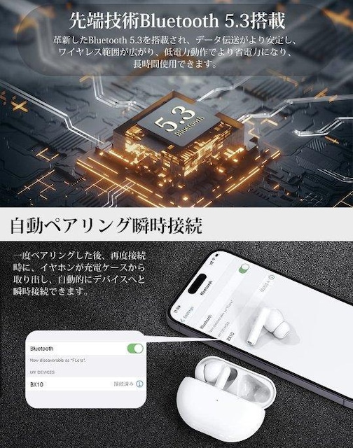 CX Cz Bluetooth5.3  ŐV@׃AO iPhone Android@Y@fB[X@oi@gp  Ɠd/AV 