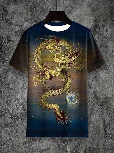 890~Men's Dragon Print TVcAJWAȔ tr`TCYri{TCYkj