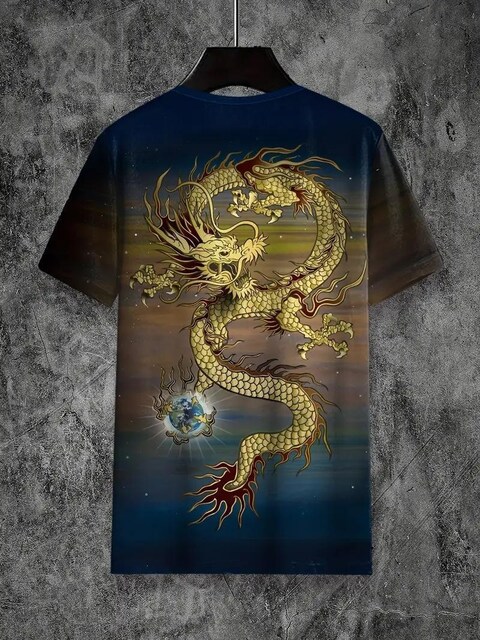 890~Men's Dragon Print TVcAJWAȔ tr`TCYri{TCYkj