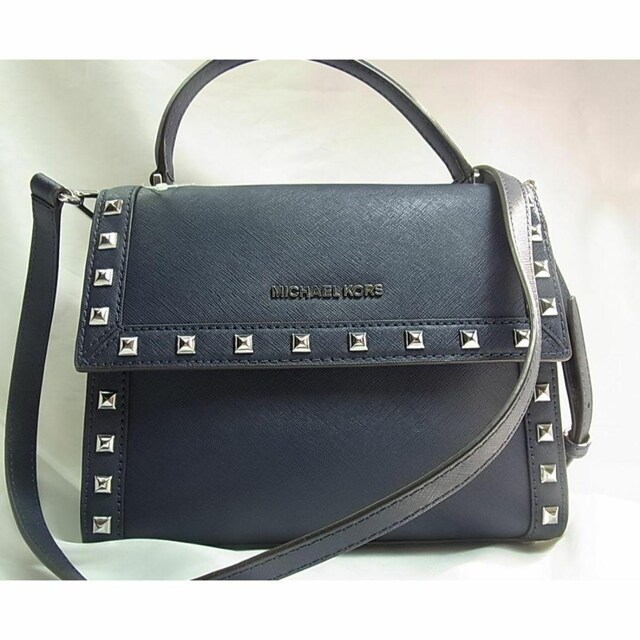 KiVilMICHAEL}CPR[X2WAYnhV_[Dillon Stud Medium Satchel Navy  uh 