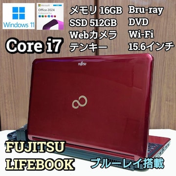 FUJITSU LIFEBOOK Corei7 16GB SSD512GB Bru-ray Windows11 WebJ