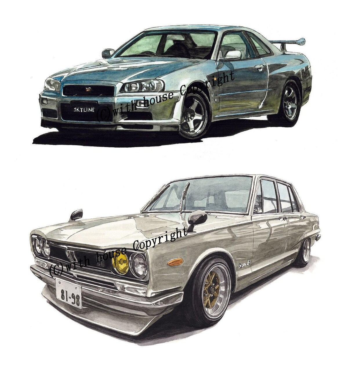 日産 - NC-1417スカイライン/GT-R R34限定版画サイン有額装済作家平右ヱ門 日産 - NC-1417スカイライン/GT-R R34限定版画サイン有額装済
