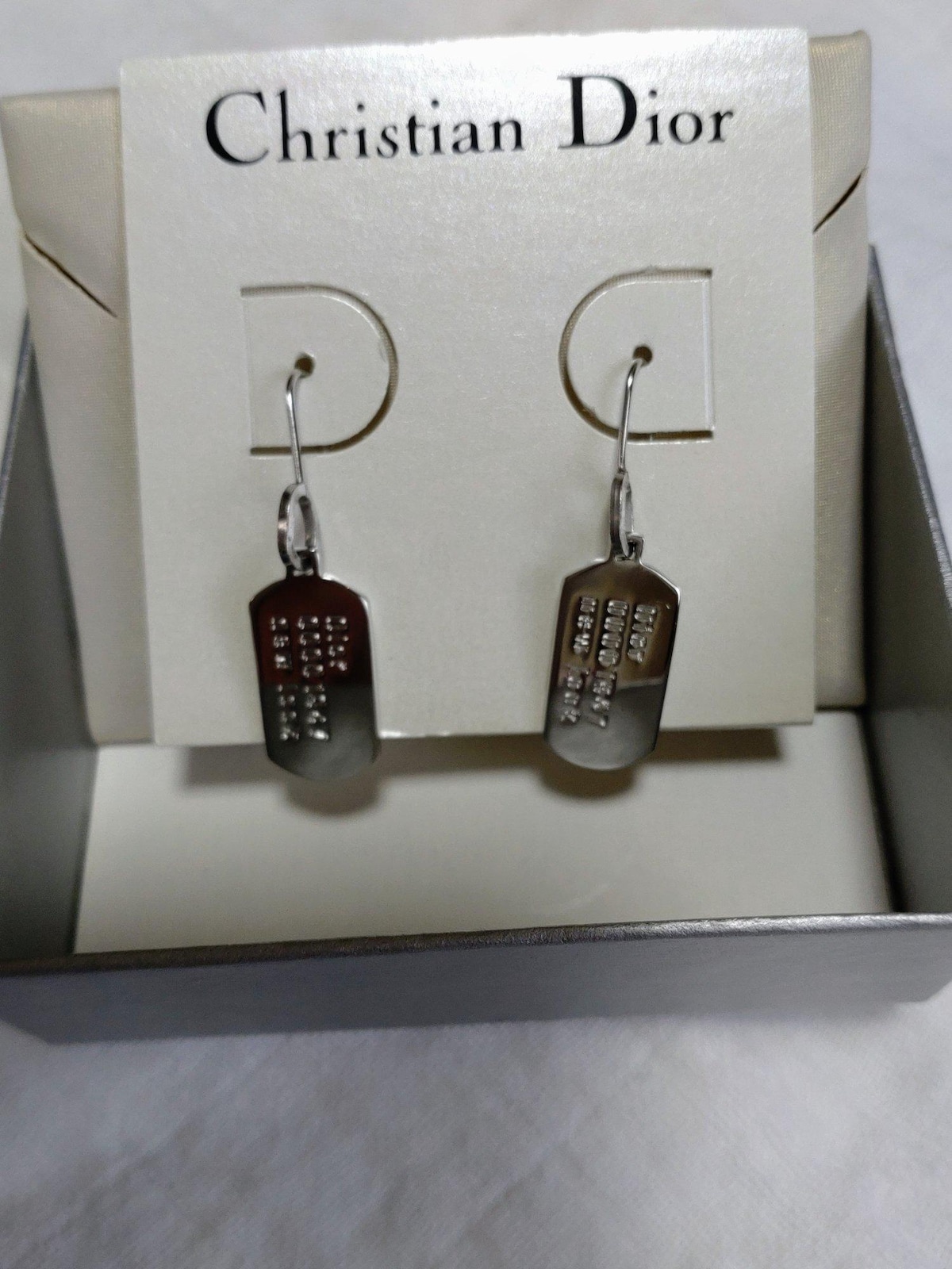 ディオール　Dior　ピアス　ヴィンテージ　新品未使用　シルバー　箱付き 送料無料 未使用 保管品 レア】Christian Dior ピアス