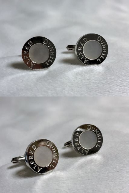 正規良 限定! Dunhillダンヒル ホワイトシェル×SV925 ロゴカフス