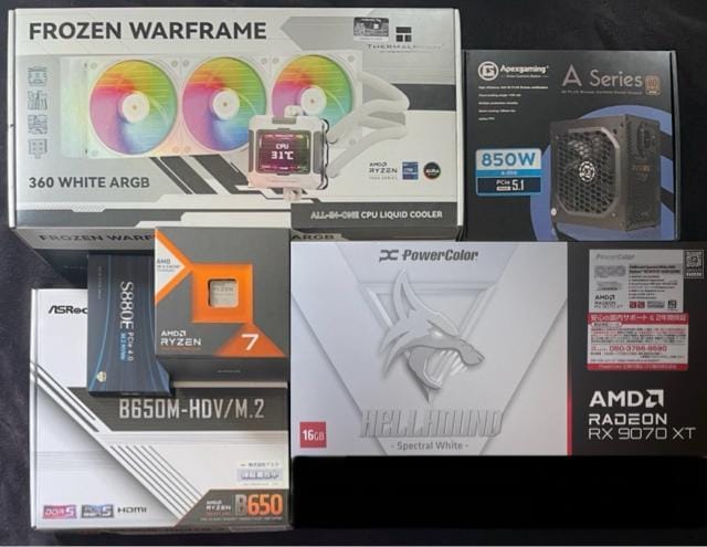 yViQ[~OPCzRyzen7 7800X3D RX9070XT 32GB SSD1TB 850W  PC{/Ӌ@ 