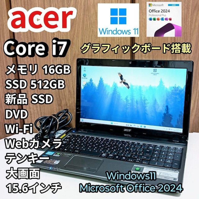 Acer Corei7 16GB SSD512GB DVD WebJ Windows11 Office2024 Word   PC{/Ӌ@ 