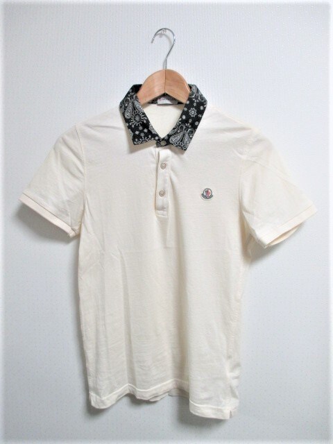 希少 MONCLER 刺繍 ポロシャツ ☆MONCLER モンクレール ペイズリー柄襟 ポロシャツ/S☆希少