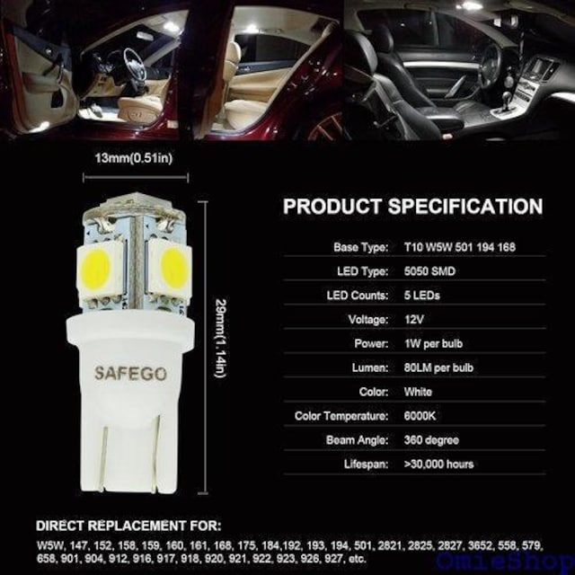 T10 W5W Led ԗp Cg - Safego D uio[ANAXvAPx10 70  /oCN