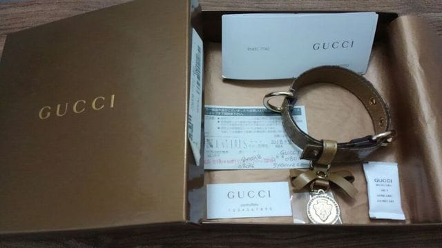 新品☆未使用☆正規品☆GUCCIグッチ☆GG柄首輪☆犬猫ペット