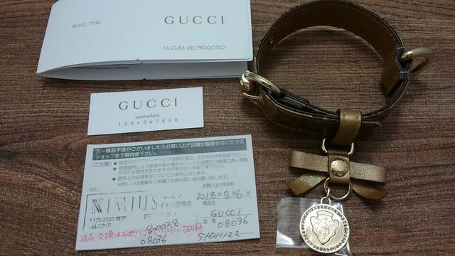 新品☆未使用☆正規品☆GUCCIグッチ☆GG柄首輪☆犬猫ペット