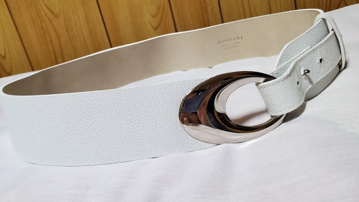 正規 ブルガリ ラグジュアリーラウンドバックルL ベルト白 カマーバンド 三日月 BVLGARI - 正規 ブルガリ ラグジュアリーラウンドバックルL