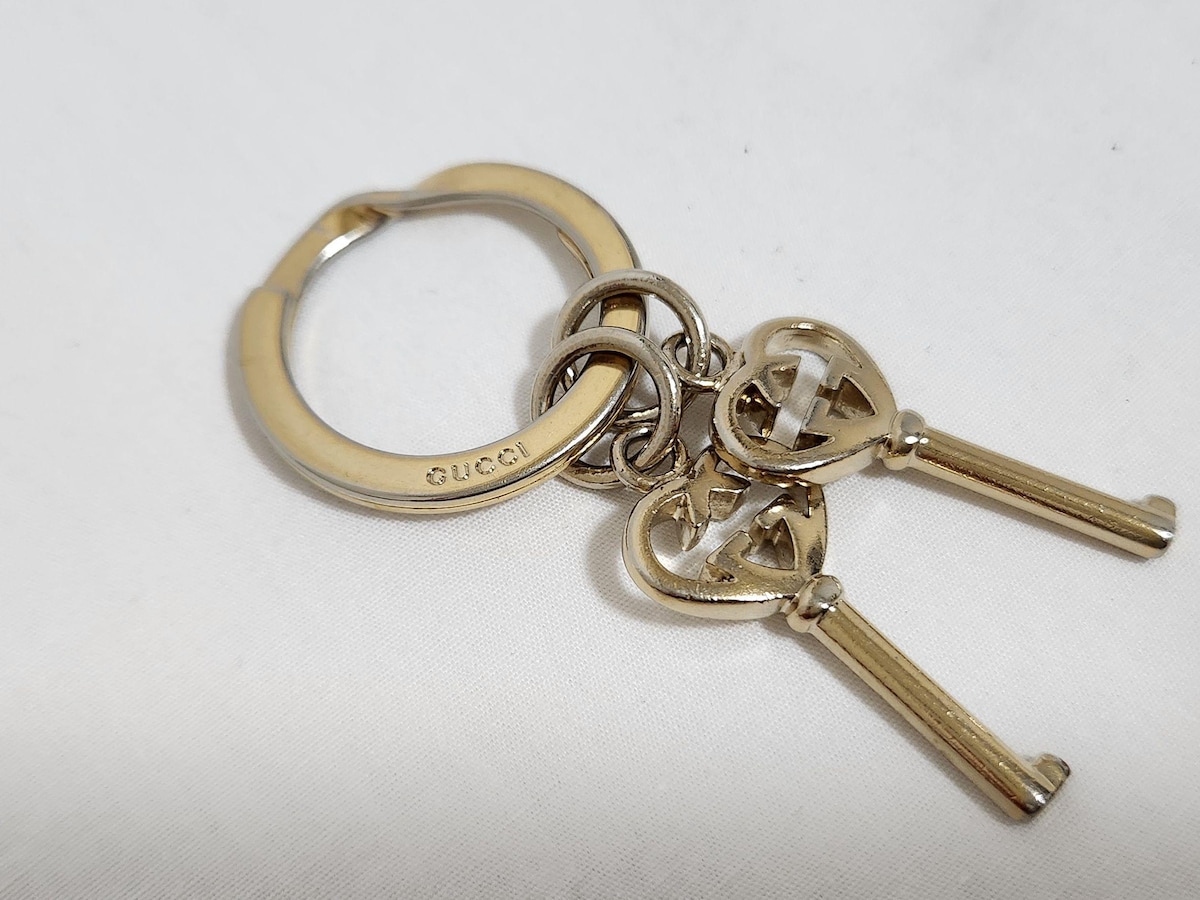 正規レア グッチ ハートGG 2連カデナ キーホルダー