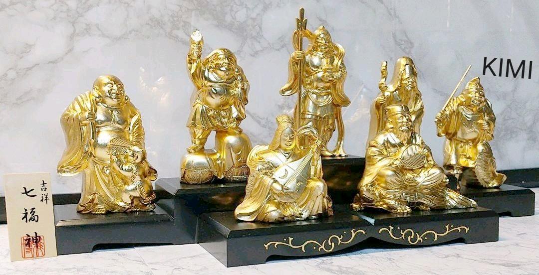 仏像 七福神 合金製 牧田秀雲作 純金メッキ仕上げ 精巧な造形美