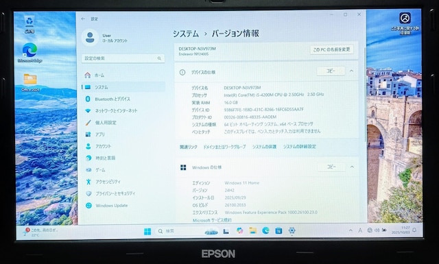 EPSON Corei5 16GB SSD512GB DVD WebJ Windows11 Office2024  PC{/Ӌ@ 