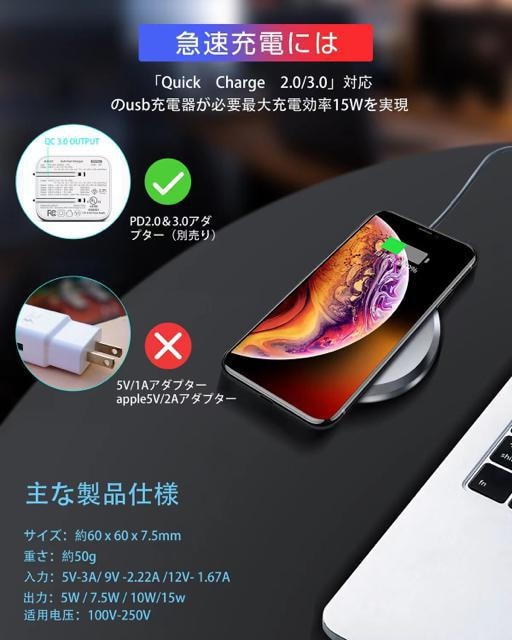 CX[d 15W/10W/7.5W/5W yQiF؁zyPSEF؍ς݁z USB-Cڑ CX`[W[ C[d  Ɠd/AV 