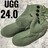 UGG ニットロングブーツ フリンジ 24.0cm グリーン