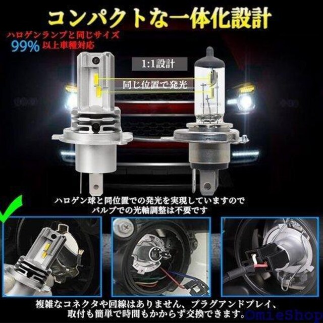 LTONXEN ԗp LED wbhCg H4 Hi ԎΉ 6500K zCg DC9-32V 2 401  /oCN