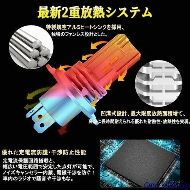 LTONXEN ԗp LED wbhCg H4 Hi ԎΉ 6500K zCg DC9-32V 2 401  /oCN