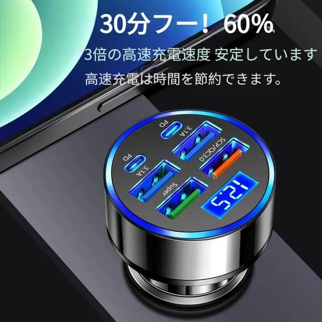 X690~jo[T 6-in-1 ԍڏ[d fW^fBXvCtQC3.0 & QC3.1}[d USB|[g