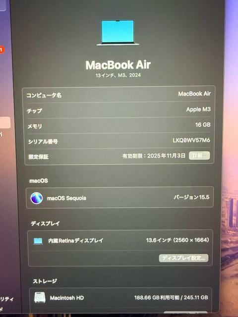 MacBook Air(13C`,M3,2024)  PC{/Ӌ@ 