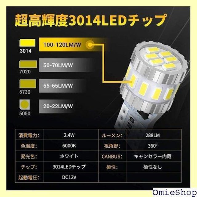 T10 LED zCg  LZ[ |W  LEDfq6000K DC12V 2.5W 1 333  /oCN