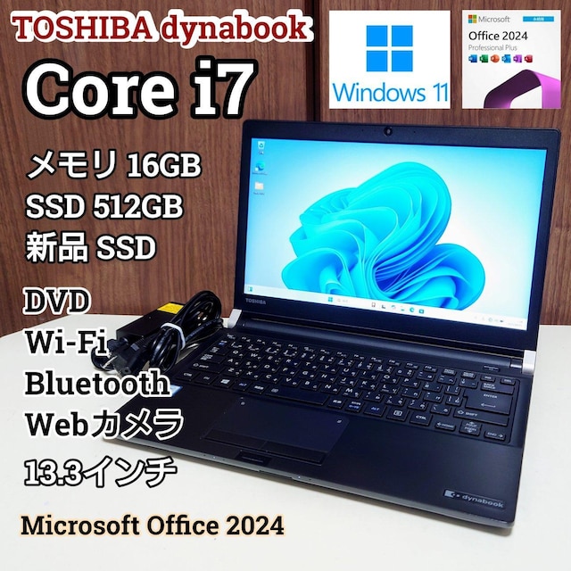 TOSHIBA dynabook Corei7 16GB M.2 SSD512GB Windows11 Office2024   PC{/Ӌ@ 