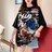 ゆったり ロングtシャツ クマ柄 ブラック 大きいサイズ