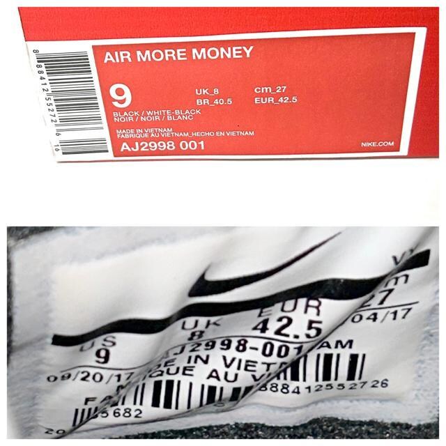 NIKE AIR MORE MONEY iCL GA A }l[ 27cm  uh 