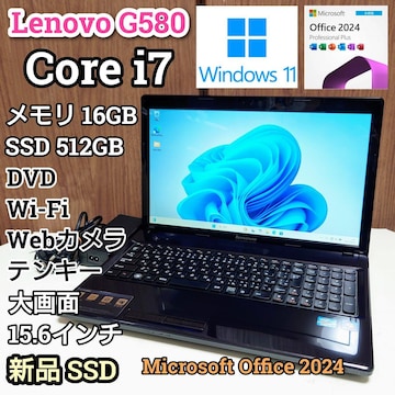 Lenovo G580 Corei7 16GB SSD512GB DVD WebJ  Windows11 m[gp\R