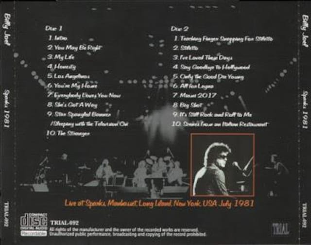Billy Joel /  Sparks 1981.  2CD  CD/DVD/rfI 