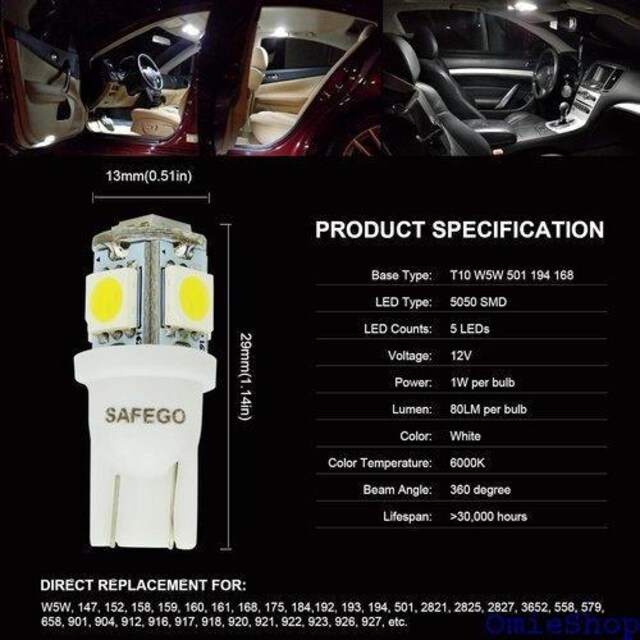 T10 W5W Led ԗp Cg - Safego D uio[ANAXvAPx10 70  /oCN