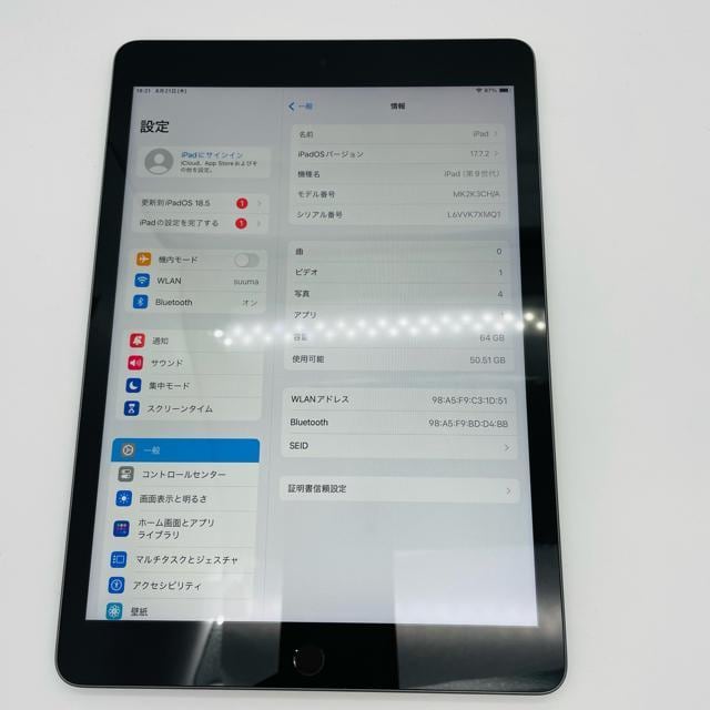A dr85% iPad 9@64 GB OC@Wi-Fi {  PC{/Ӌ@ 
