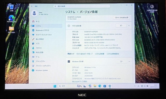 Windows11 m[gp\R Office2024 NEC Corei5 SSD512GB 16GB DVD Word  PC{/Ӌ@ 