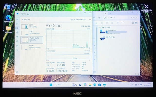 Windows11 m[gp\R Office2024 NEC Corei5 SSD512GB 16GB DVD Word  PC{/Ӌ@ 