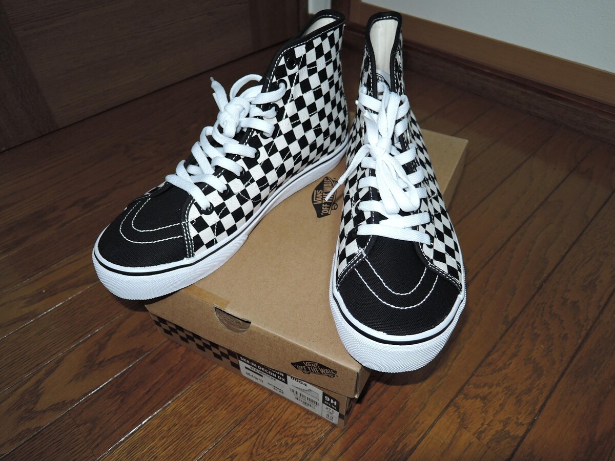 新品 VANS ヴァンズ ブロックチェック柄 ハイカット スニーカー