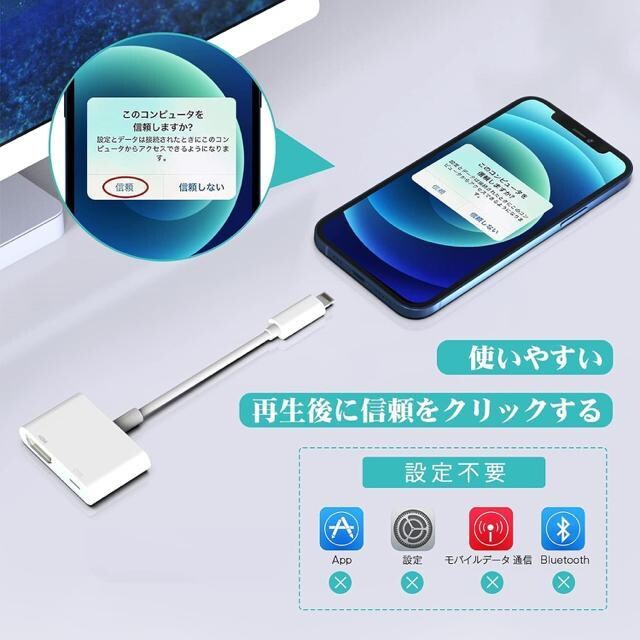 iPhone HDMIϊP[u ڑP[u HDMI A_v^[ HDMIϊA_v^ 1080PHD掿  ݒsv