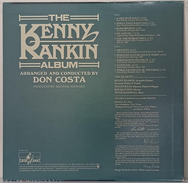 LP(P-10378LCi[)Pj[EL (Kenny Rankin) /Pj[ELEAo(070728)  CD/DVD/rfI 